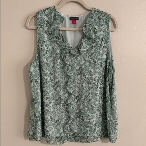 Vince Camuto Green Ruffled Bib Collar Blouse